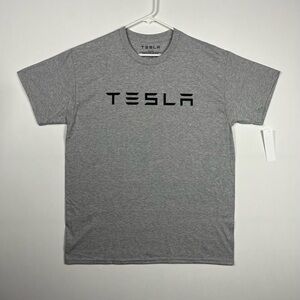 Tesla Logo Gray Tee, Adult T-Shirt, Model Y S & CyberTruck Badge, NEW WITH TAGS